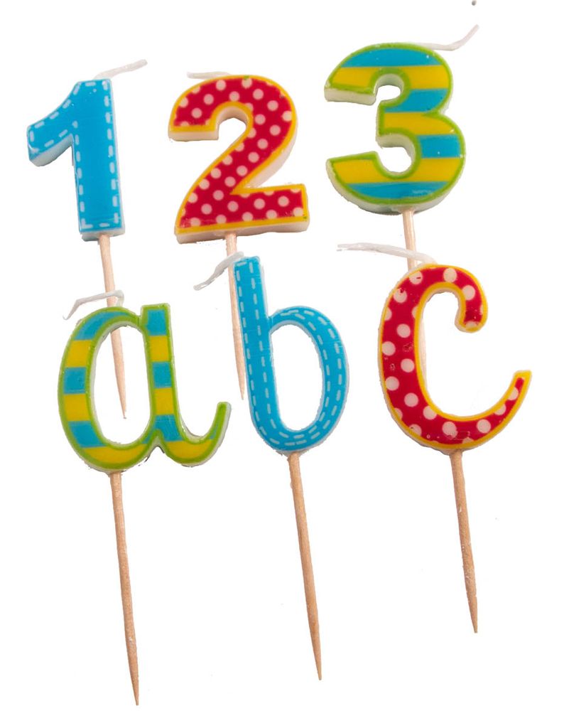 Kerze auf Pick 6 Stück Schulanfang 123 Abc Produktbild 