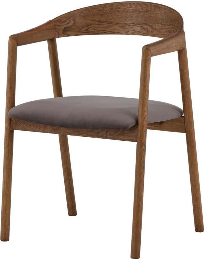 FURNLUX Esszimmerstuhl Langon Grau Und Nussbaum 53cm / Hauptfarbe: Braun / Abmessungen: 53 x 56 x 77 cm