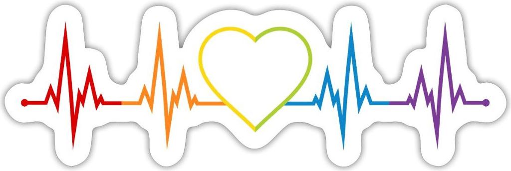 Spreadshirt Herzschlag Herz Regenbogen LGBT CSD Bunt Sticker Aufkleber, 10 x 10 cm, Mattweiß