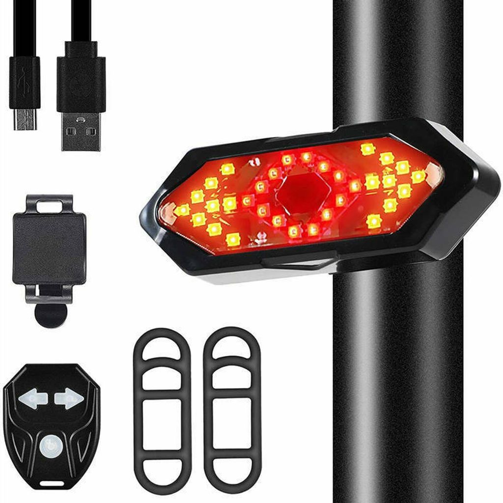 LED Fahrrad Rücklicht Bremslicht Blinker mit Remote Fernbedienung Kabellos Lampe