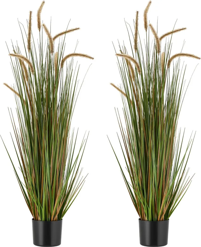 Plante Artificielle Roseau de Prêle Décorative Hauteur 119cm Vert Lot 2