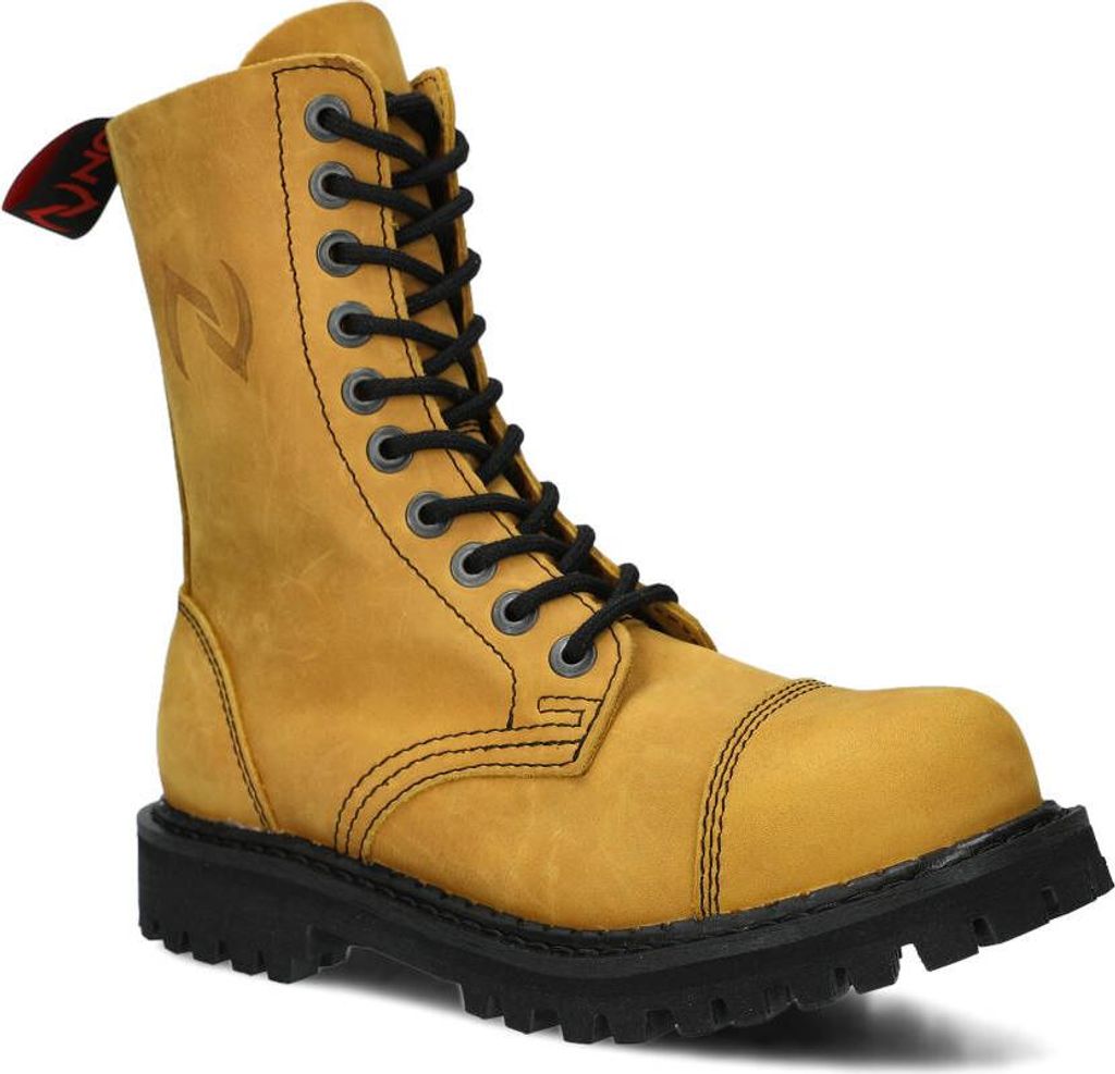 NAGABA Stahlkappenschuhe Damen Herren Stiefel 10-Loch - Leder - Gelb - 41