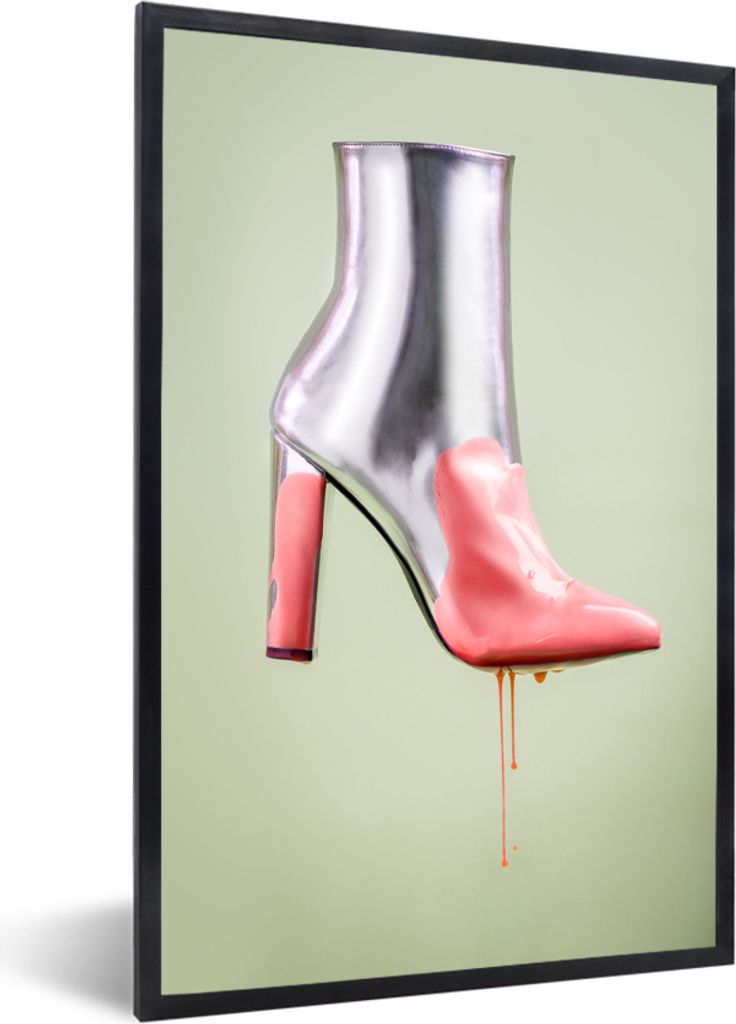 MuchoWow MuchoWow Gerahmtes Poster Bemalter Schuh 60x90 cm - Poster mit zchwarzem Bilderrahmen - Kunst