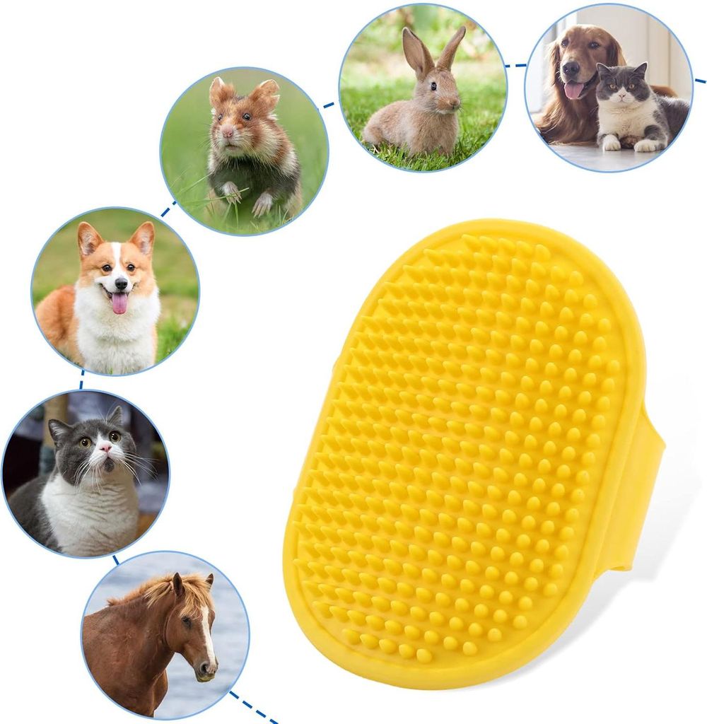 Hund Katze Badbürste Kamm Silikon Gummi Pflege - Hundewaschbürste Welpen Massagebürste Haar Fell Reinigungsbürste - 2 Stück.