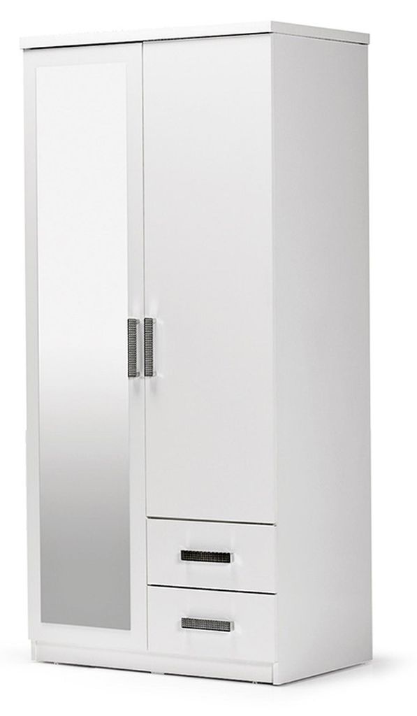 Holzschrank Schrank Kleiderschrank Anbauschrank Spiegel Holz Weiß Schlafzimmer