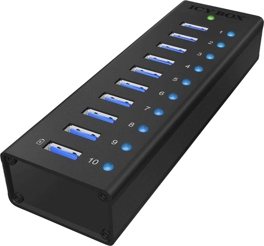 RaidSonic ICY BOX IB-AC6110 - Hub - 10 x SuperSpeed USB 3.0 - Desktop