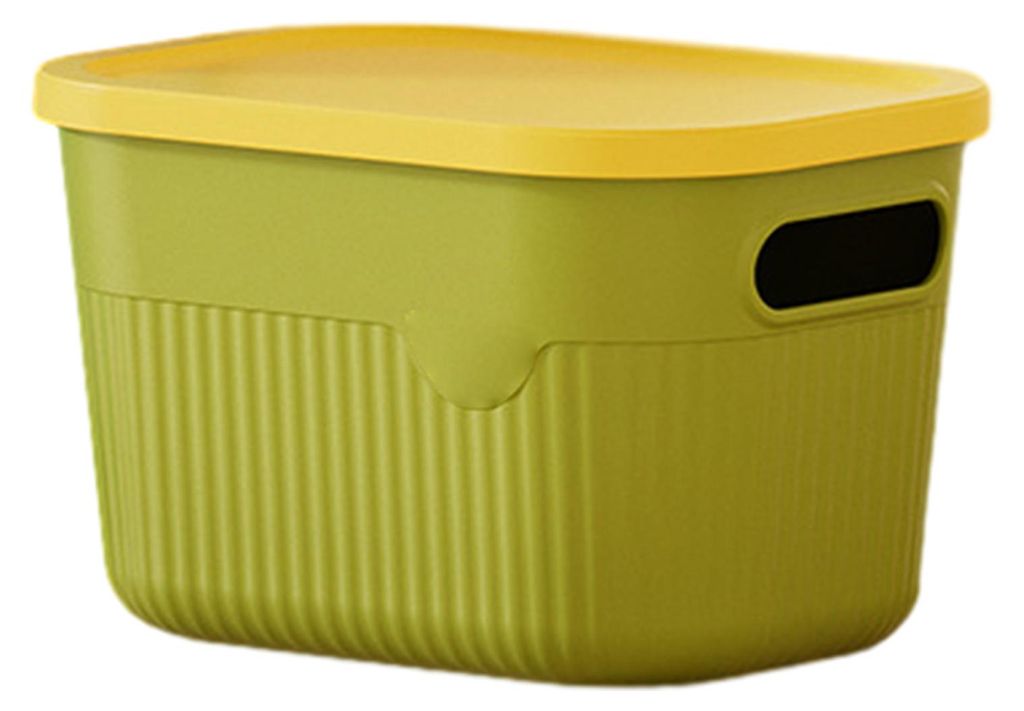 Aufbewahrungsbox mit Griff und Deckel, platzsparender, stapelbarer Behälter für Küche, Schlafzimmer, Studentenwohnheim