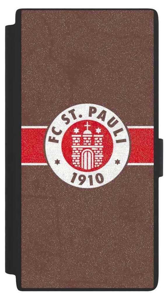 NIVOCASE Klapphülle für Samsung Galaxy S24 Ultra Handyhülle aus Kunst Leder NIVOflip schwarz FC St. Pauli Logo Offizielles Lizenzprodukt
