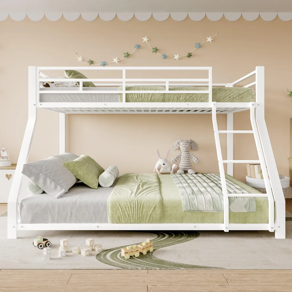 Lit Superposé Stable et Sécurisé en Métal Blanc pour Petits Espaces
