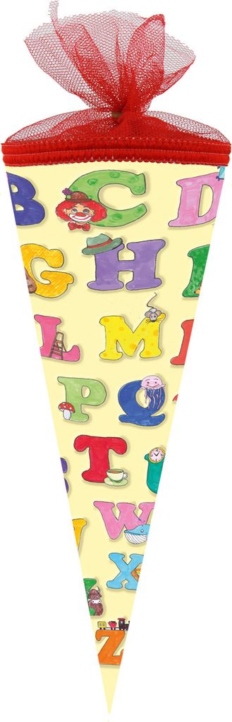 Nestler Schultüte Tüllv. 22 cm rund ABC