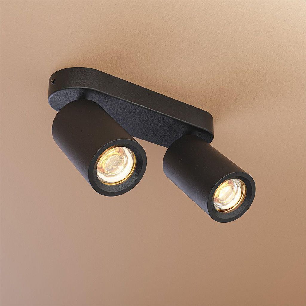 hoftronic LED-Deckenleuchte 2 Spots GU10 IP20 Schwarz Produktbild 