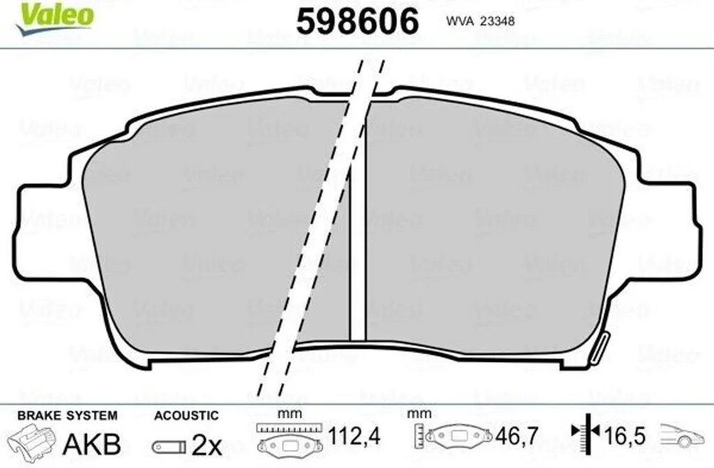 Valeo 598606 Plaquettes de frein avant OE 04465-52070 pour Toyota Yaris