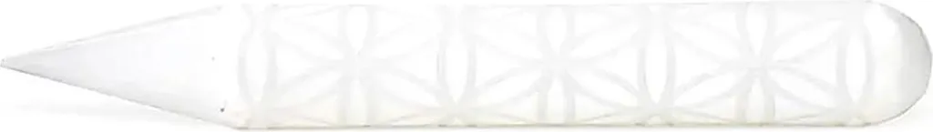 Bâton de Massage en Sélénite Naturelle Gravée - Set de 2 de 15 cm