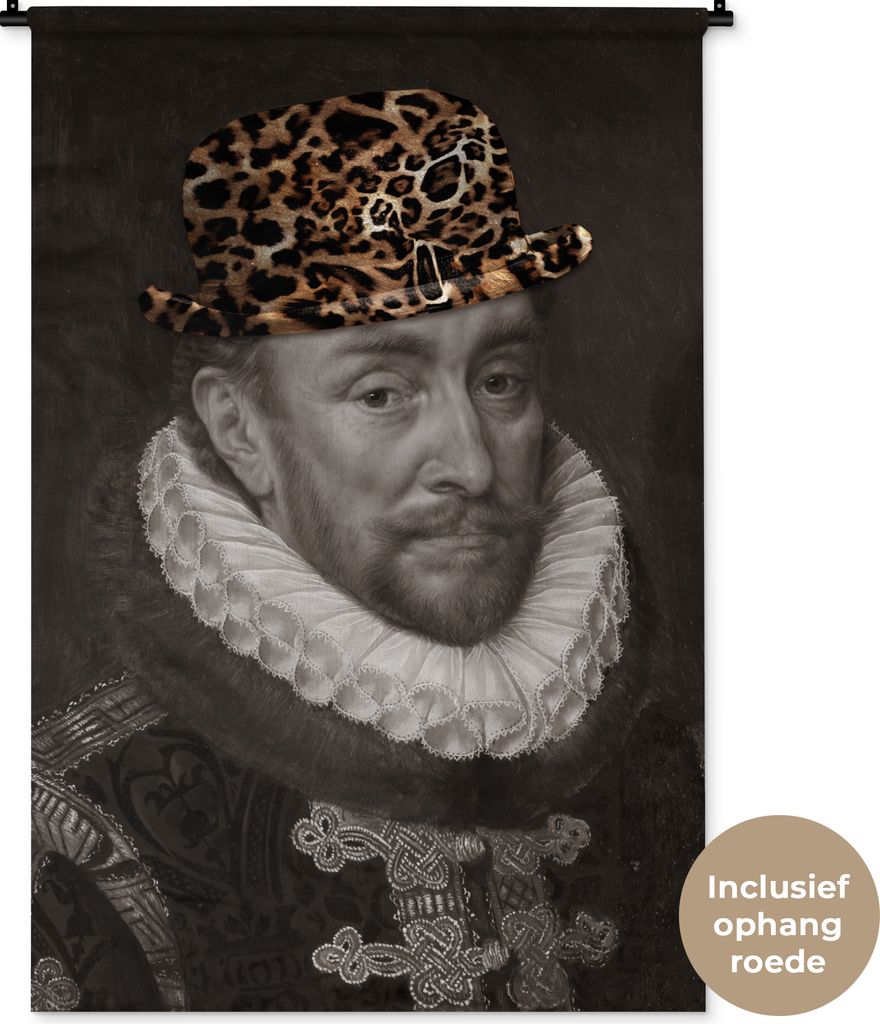 MuchoWow Wandteppich Wandbehang Wilhelm von Oranien - Adriaen Thomasz - Pantherdruck 90x135 cm Tapisserie Dekoration Wandtuch - Baumwolle - Wands...