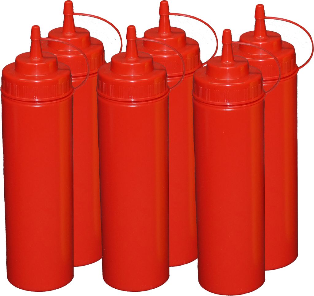 6 Stück rote Quetschflaschen 0,76Liter Dosierflasche Produktbild 