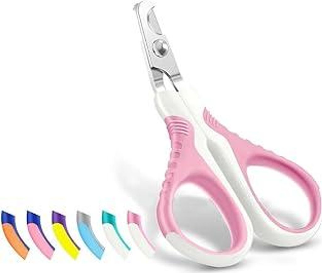 WePet Haustier-Nagelschere (U07.1), Professionelle Krallenschere, Gebogene Schere speziell für Katzen, Kätzchen, Hunde, Welpen, Kleintiere, Weiß...