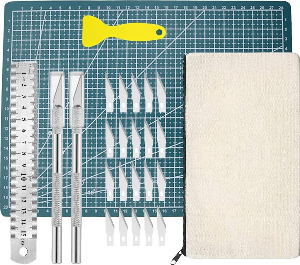 26 Stück Plotter Zubehör Vinyl Jäten Werkzeuge DIY Bastelwerkzeug, Bastelmesser Cuttermesser Skalpell Carving Craft Messer, Cameos, Beschriftung...