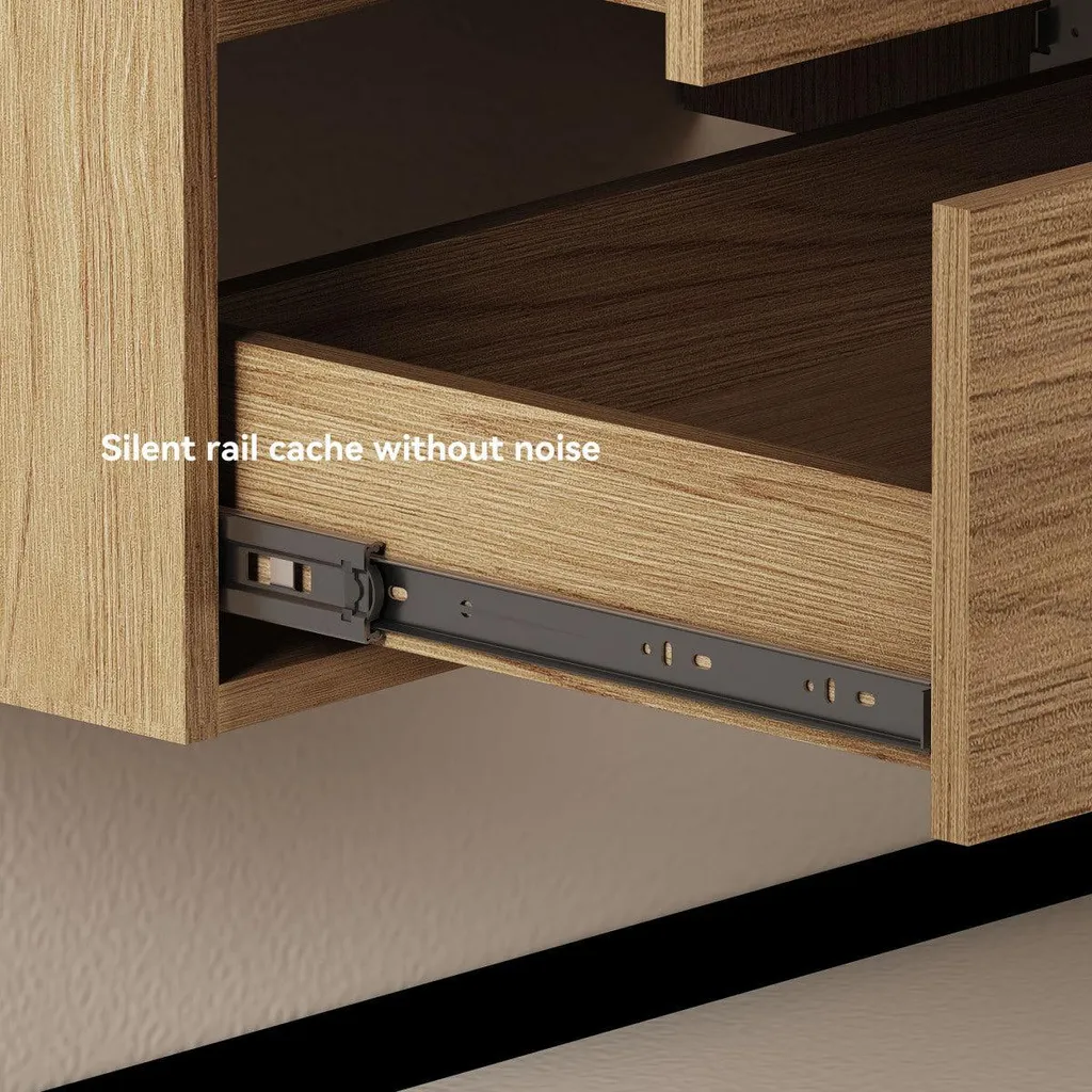 Meuble sous-vasque 75 cm chêne clair, solution de rangement à 2 tiroirs - 7