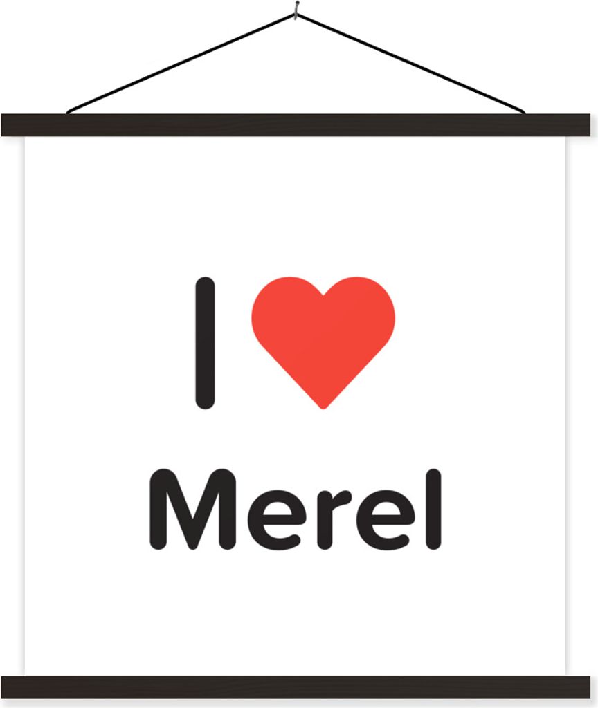 MuchoWow Textilposter Ich liebe - Merel - Mädchen 120x120 cm mit schwarzem Rahmen - Aufhängungsset