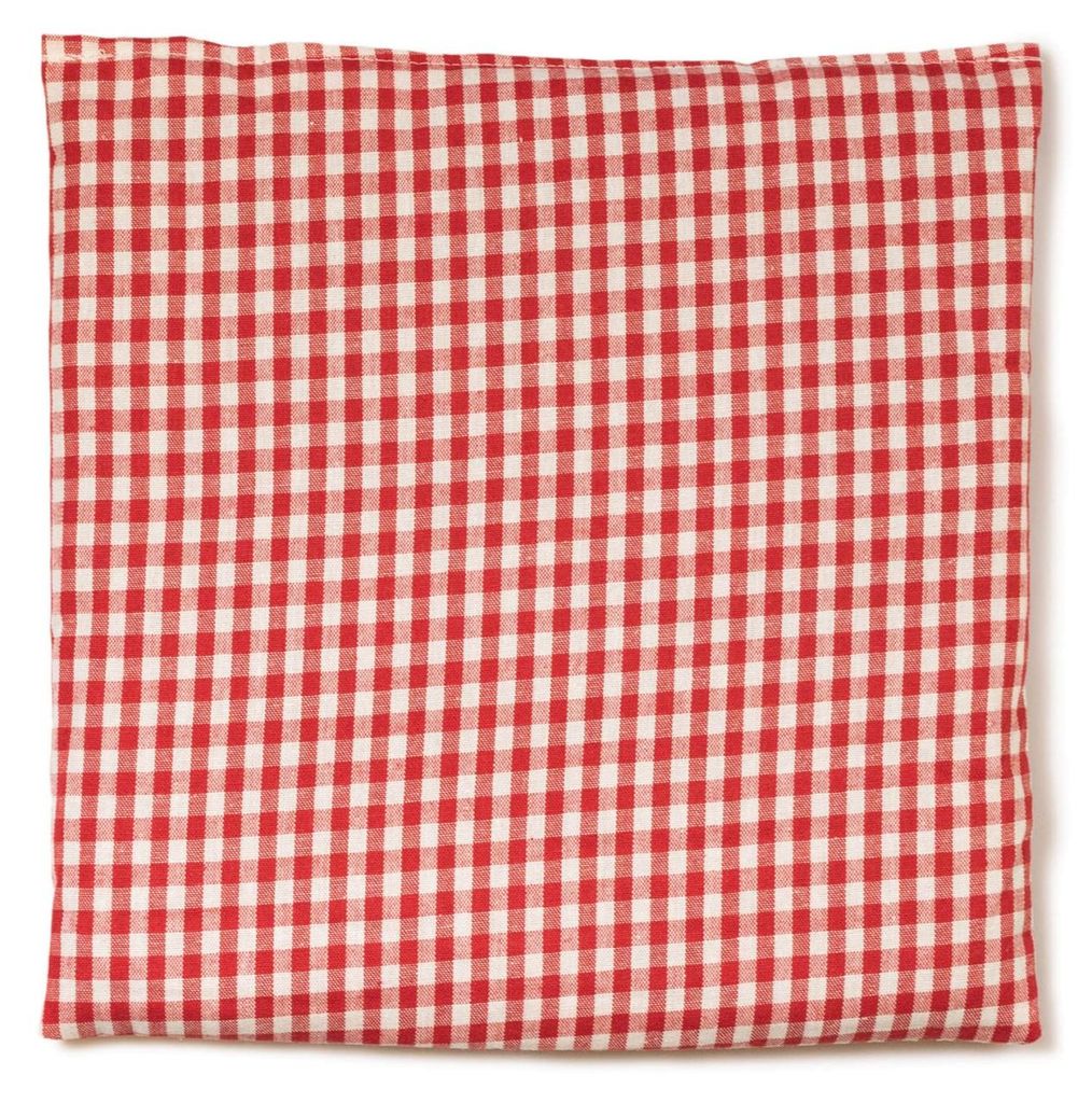 Leinsamenkissen 19x19cm rot-weiß - Kleines Körnerkissen als Wärmekissen & Kältekompresse