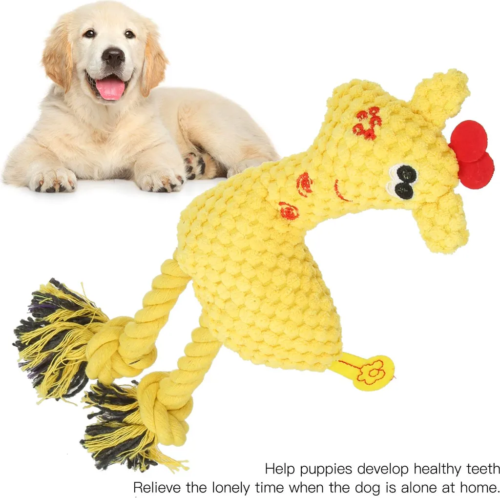 Giocattolo Cervo Giallo per Cuccioli | Peluche Masticabile con Squeak - 3
