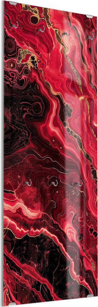 DEQORI Kleiderhaken aus Glas 50x125 cm 'Magische Lava' Wand Garderobe Paneel Haken modern