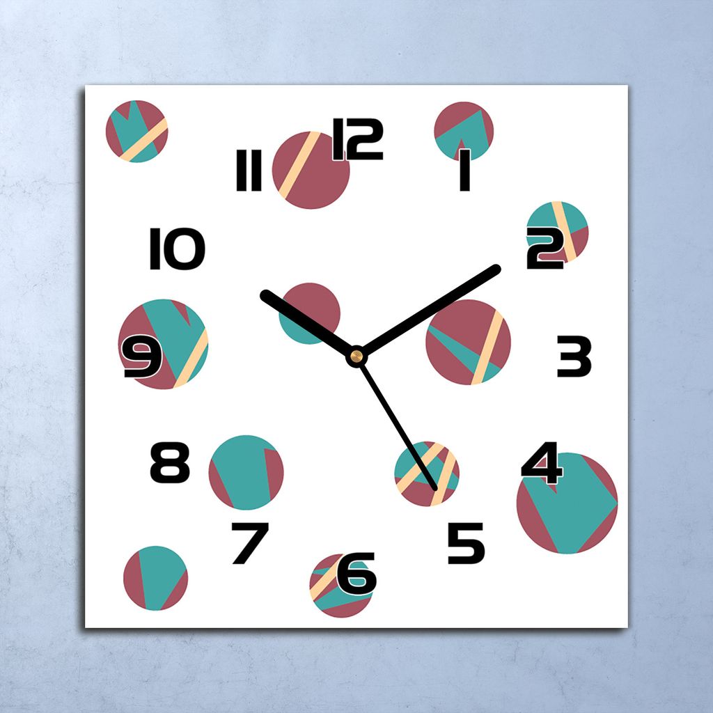 Wanduhr Echt-Glas-Küchenuhr Geometrischer Kreis Quarz 30x30 Deko Bilder