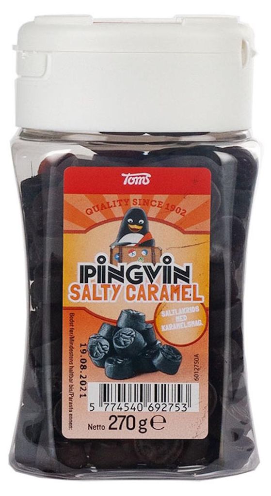 Toms Pingvin Salty Caramel Pastiller 270g Produktbild 