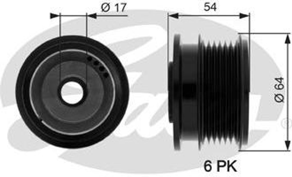GATES OAP7083 Freilauf Lichtmaschine OE 04861513AC kompatibel mit Voyager