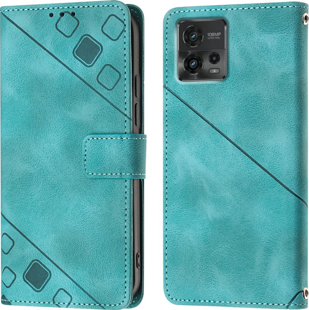 Hülle für Motorola Moto G72 Prägung Flip Leder Brieftasche Schutzhülle mit Ständer Grün