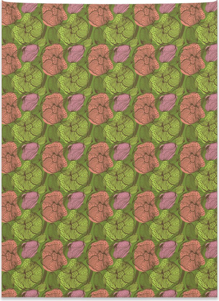 Abakuhaus Bunt Wandteppich, Vintage Blumen Grunge aus Weiches Mikrofaser Stoff Kein Verblassen Klare Farben Waschbar, 110 x 150 cm, Mehrfarbig