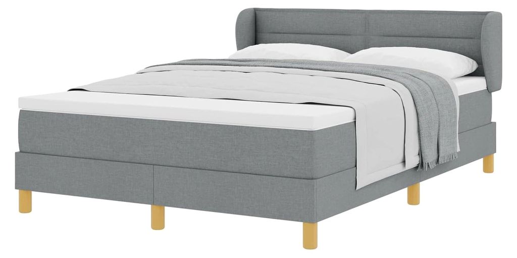 Boxspringbett mit Matratze in Hellgrau 160x200 cm Stoff Gästebett Familienbett