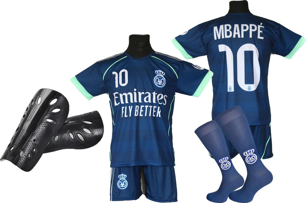 MBAPPE Fußball-Set T-Shirt, Shorts, Socken + Schienbeinschoner 164
