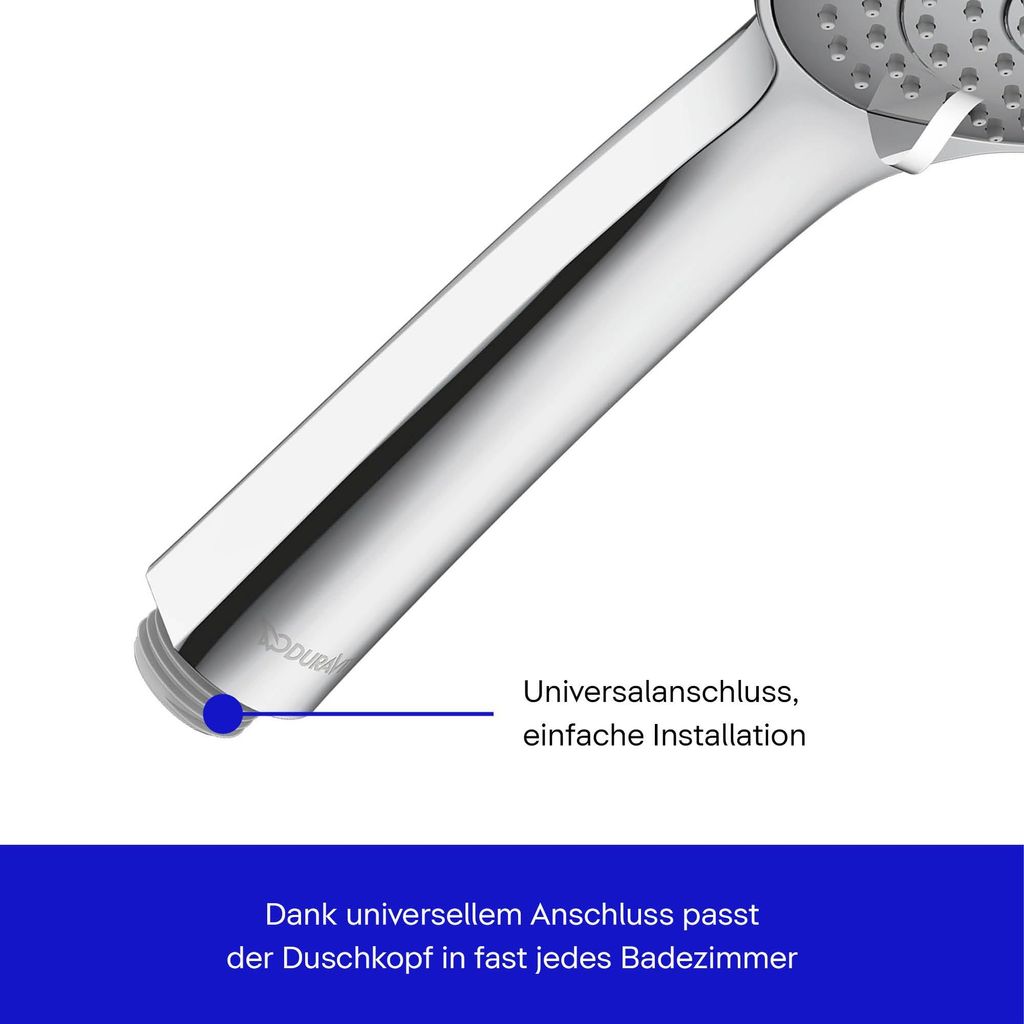 Duravit Universal Duschkopf Aus Edelstahl – Regendusche, Schwarz Matt, Wassersparend (9 L/min)