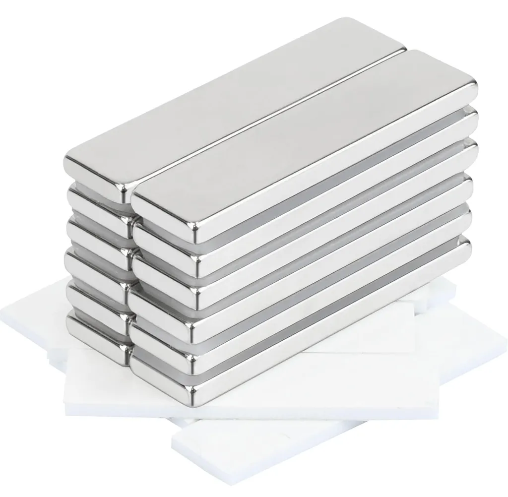 12 Aimants en Néodyme 40x10x3 mm Ultra-Puissants avec Adhésif 3M