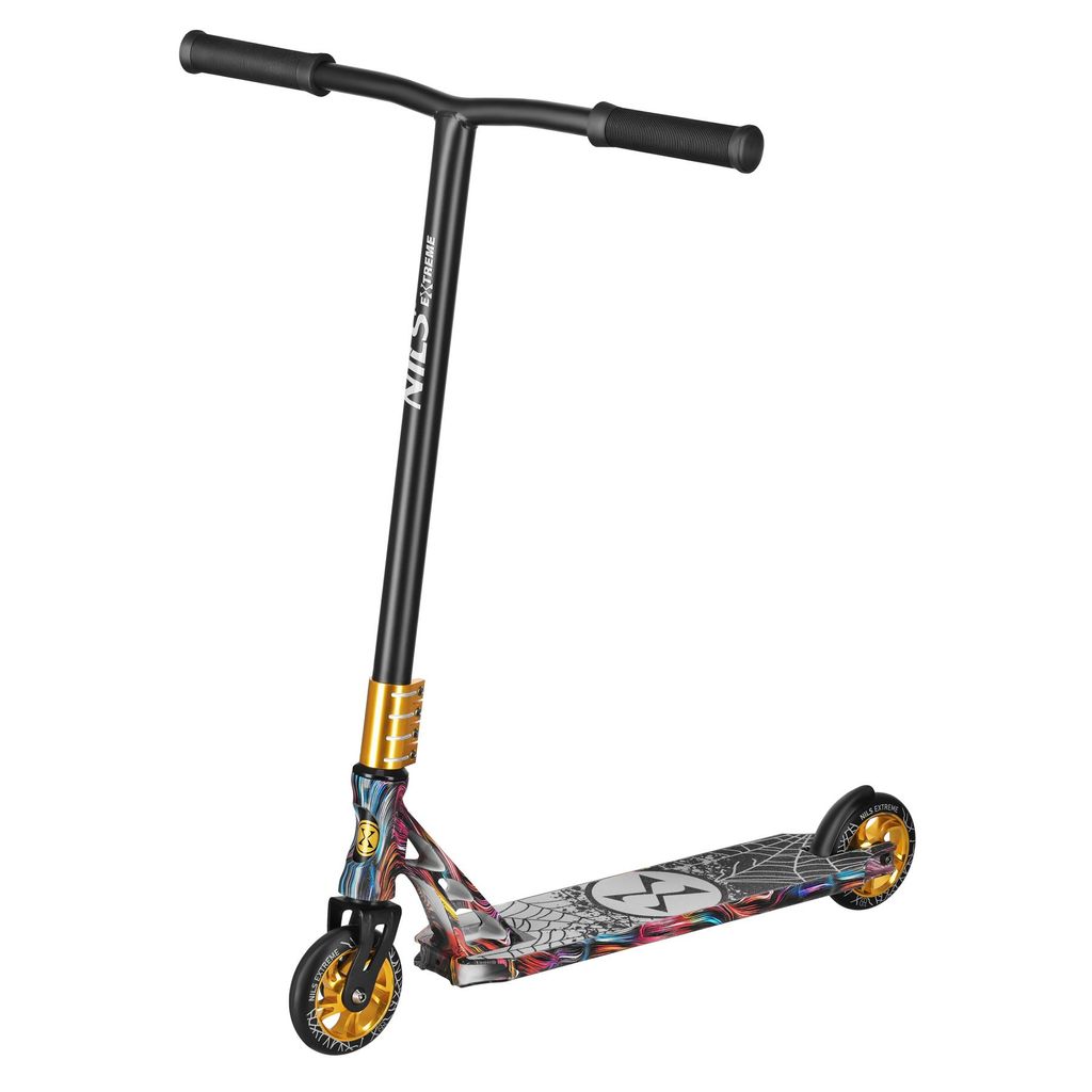 NILS EXTREME Stunt Scooter HS221 SPIDER Freestyle 110 mm ABEC-9 schwarz-gold