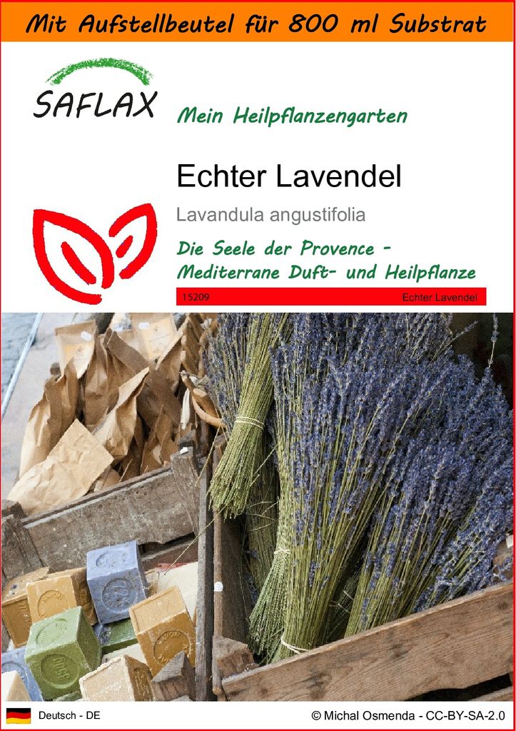 SAFLAX - Garden in the Bag - Heilpflanzen - Echter Lavendel - 150 Samen - Mit Anzuchtsubstrat im praktischen, selbst aufstellenden Beutel - Lavandu...