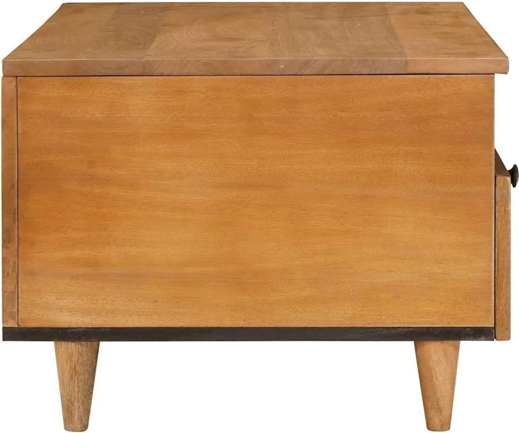 Tavolino vidaXL in Legno di Mango Massiccio 80x54x40 cm - Marrone Chiaro - 3