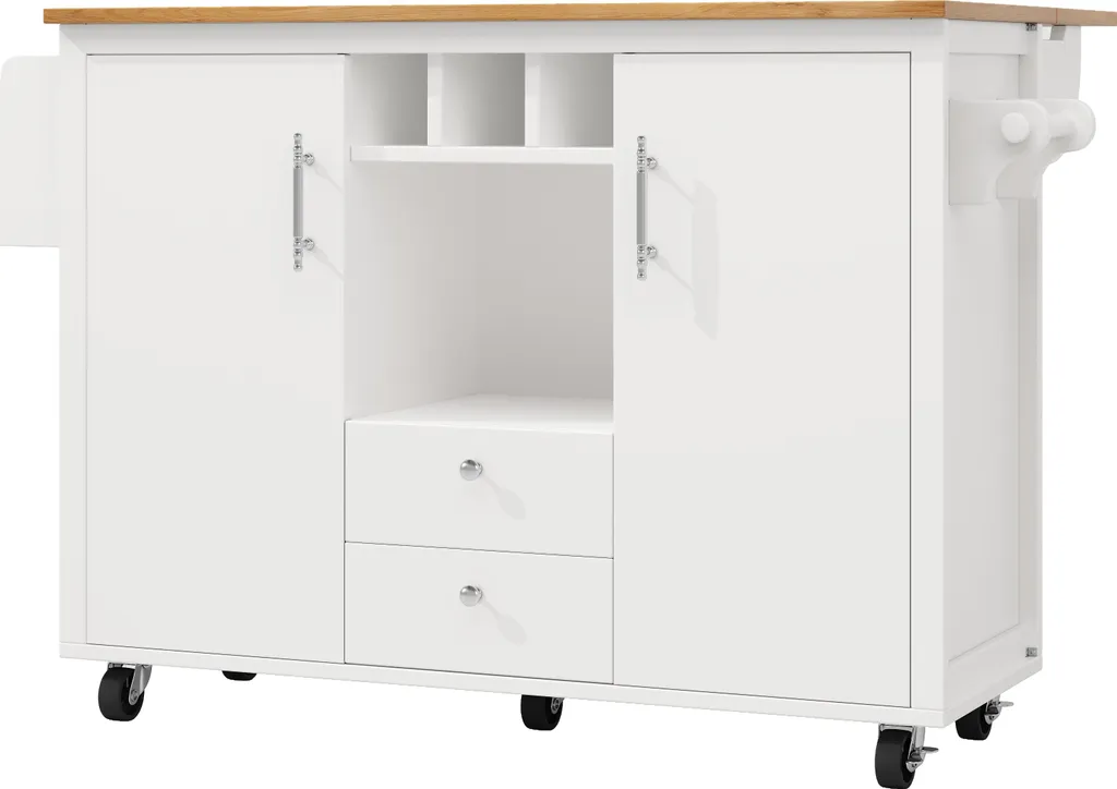 Chariot de Cuisine Mobile Meuble Buffet avec Plan de Travail Extensible - 9