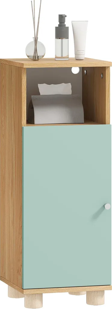 Meuble de salle de bain étroit vert 30x30x80cm avec placard de rangement