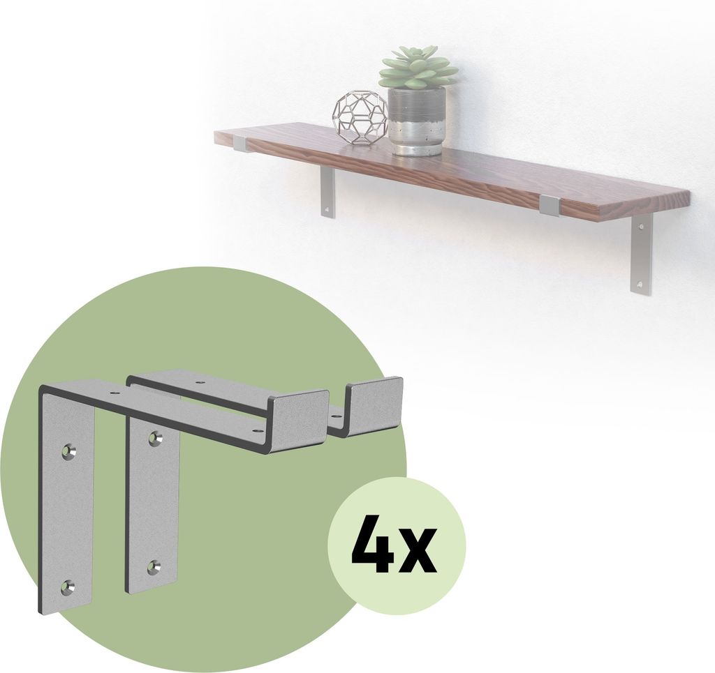 ML-Design 8 Stück Regalträger L-Form, 20x4x14,5 cm, Grau, aus Metall