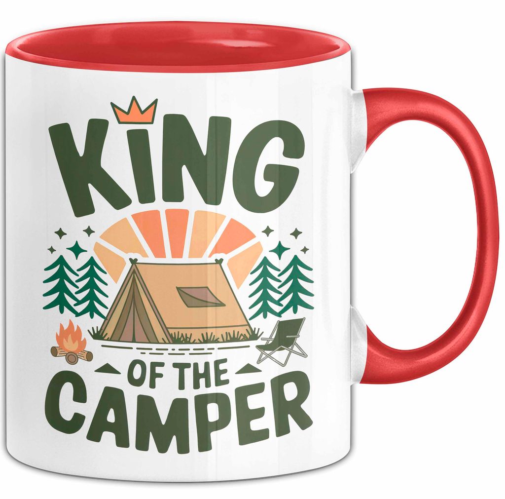 Camper Camping Tasse Geschenk Lustige Geschenkidee Spruch Kinf OF The Camper (Rot)