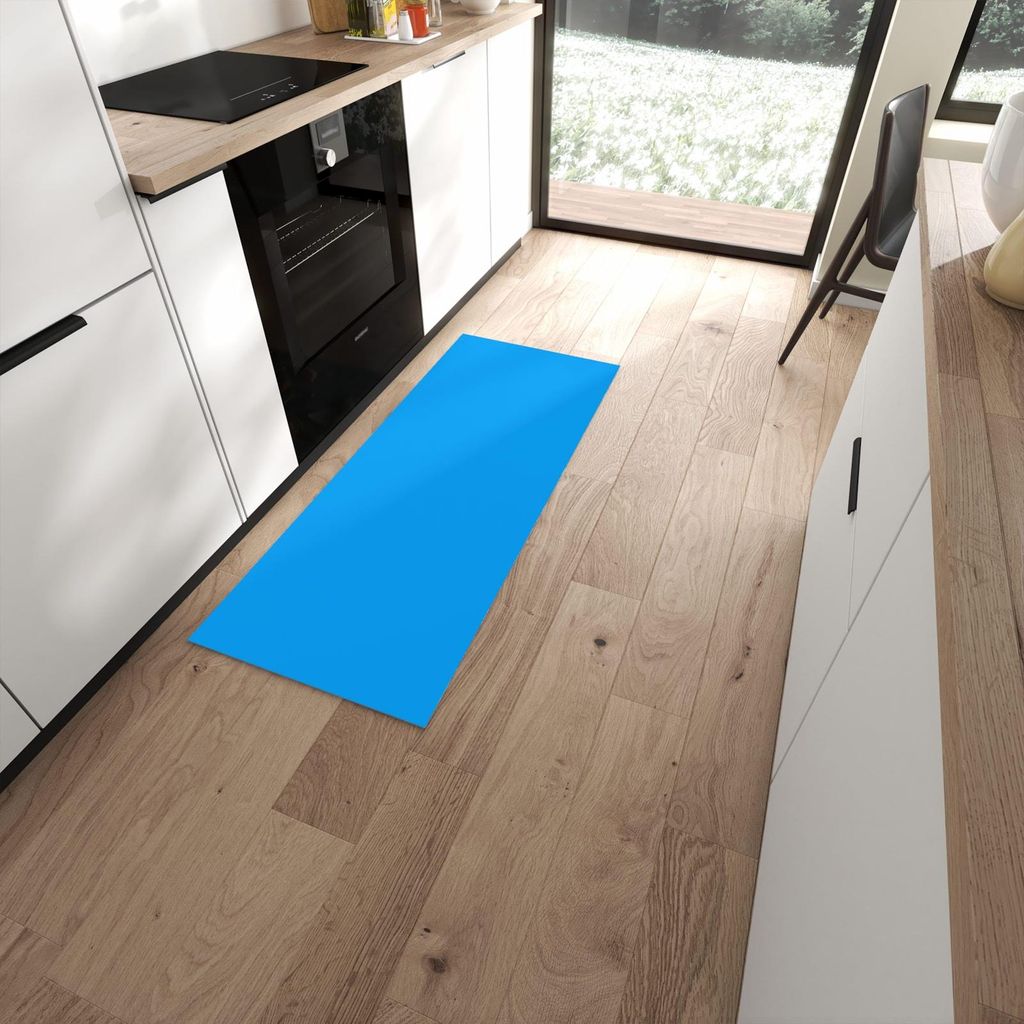 Küchenteppich 60x150cm rutschfest & abwischbar PVC Läufer - Hellblauer Hintergrund II