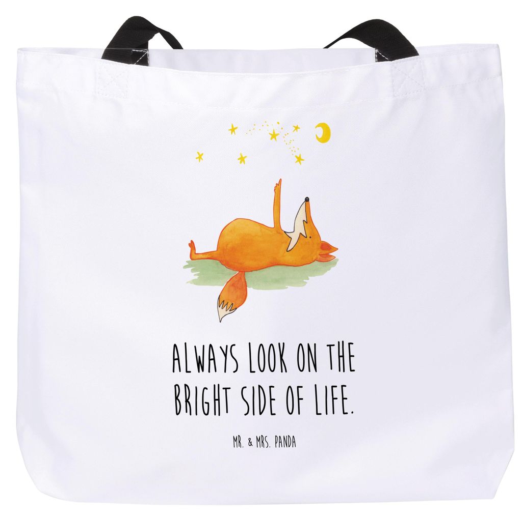 Mr. & Mrs. Panda Tote Bag Fuchs Sterne - Weiß - Geschenk, Spruch Positiv, Schultasche, Beutel, Laptoptasche, Tasche, Hoffnung, Strandtasche, Optim...