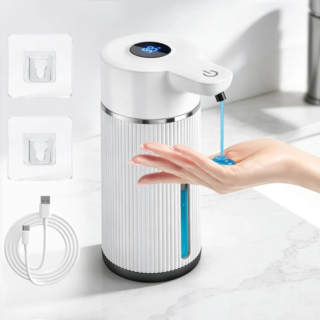 Distributeur de savon automatique 420ml avec écran et capteur blanc