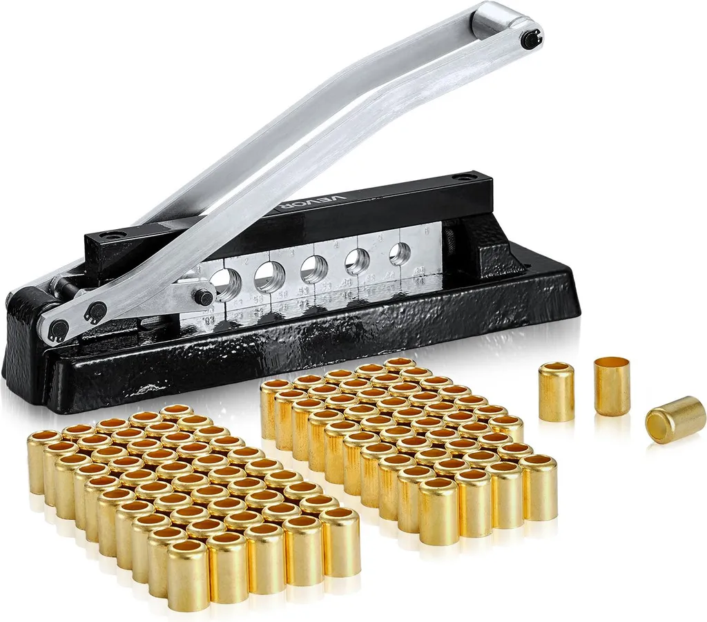 Pinze per tubi flessibili VEVOR Set per la riparazione di tubi flessibili dell'aria con 100 ghiere (diametro interno 15,1 mm e 15,9 mm), range di crimpatura 11,2 mm-16 mm per tubi in PVC, gomma e aria compressa