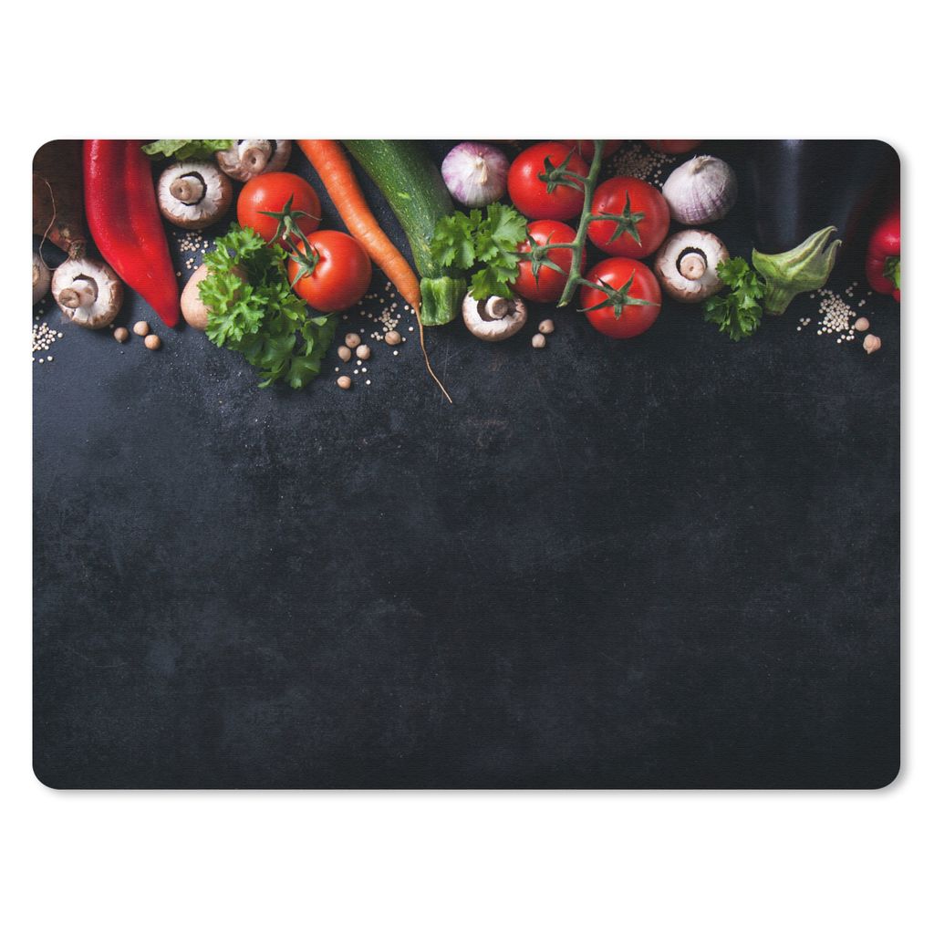 MuchoWow Mauspad Mousepad Gemüse - Kräuter - Gewürze - Schwarz - Rustikal - Küche 40x30 cm - Mousepads - Maus Mat - Pad - Mausunterlage - Ant...