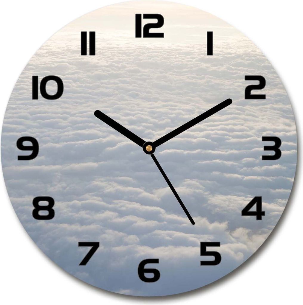 Wanduhr aus Glas 30fi Glasbild Glasuhr Gehärtetes Glas - schwarze-zeiger - Flight over the clouds