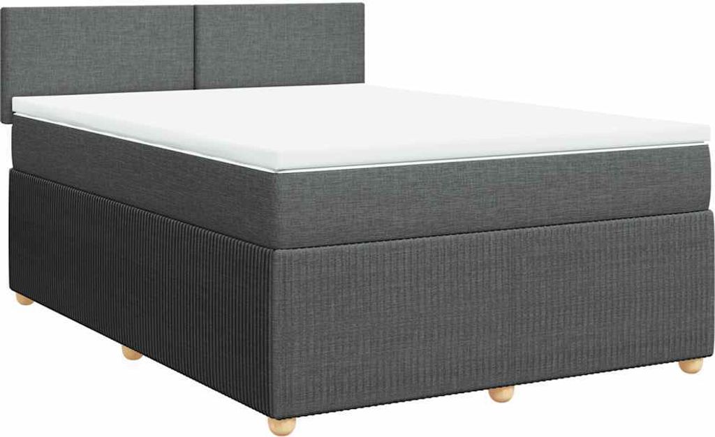 vidaXL Boxspringbett mit Matratze Dunkelgrau 160x200 cm Stoff