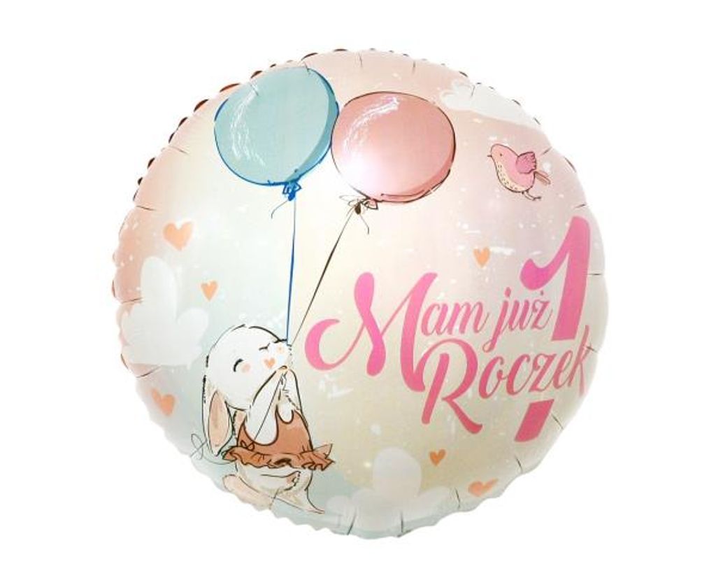 Folienballon, Ich bin 1 Jahr alt, Hase, 46 cm